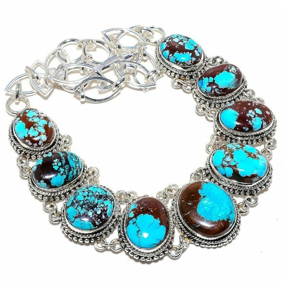 NEW - Tibetan Turquoise Stone Sterling Adjustable Necklace - Picture 1 of 7